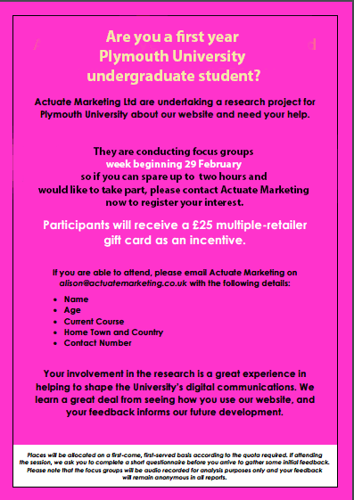 Actuate Marketing focus group details