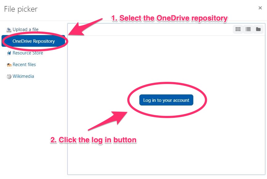 OneDrive repository in Moodle