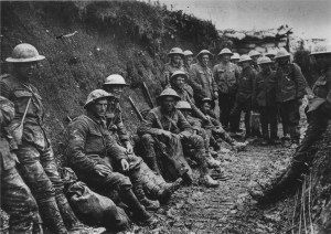 A ration party of the Royal Irish Rifles in a communication trench during the Battle of the Somme. From Imperial War Museums Collection (in public domain)