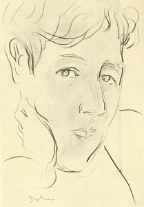 Drawing of Ronald Firbank by Augustus John