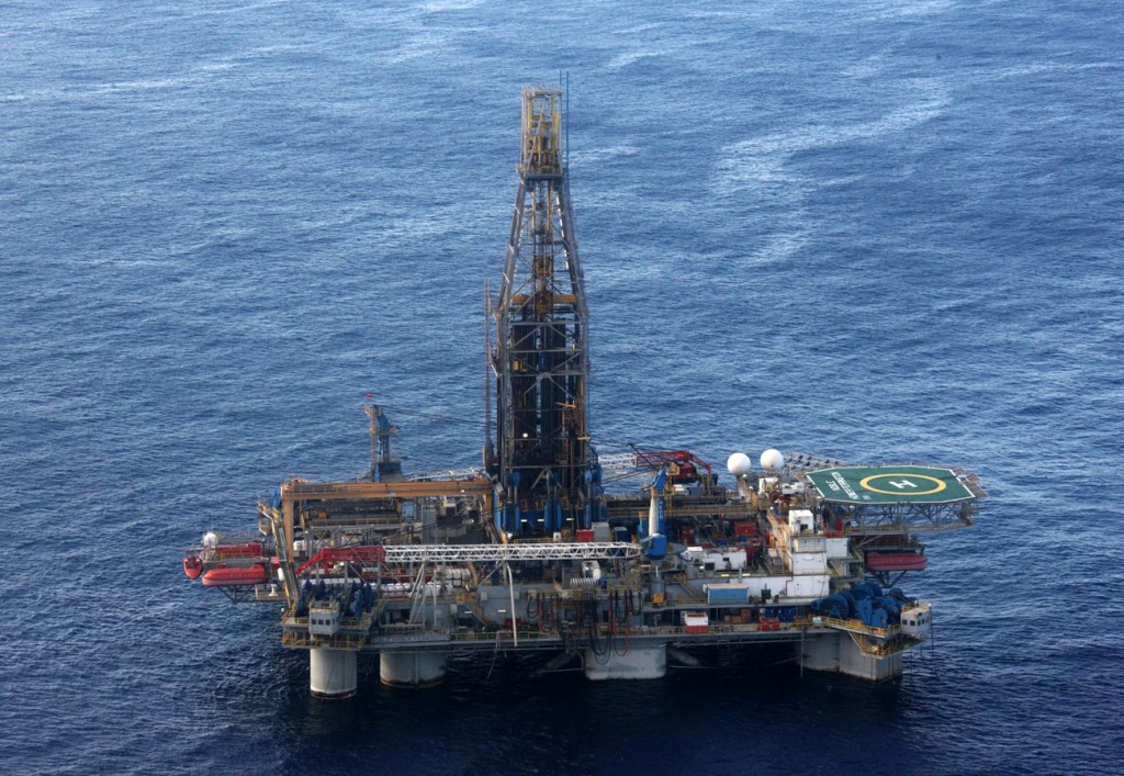 epa03010742 epa03010733 An aerial view from a helicopter of the Homer Ferrington rig operated by Noble Energy in the east Mediterranean, drilling in an offshore block on concession from the Cypriot government, 21 November 2011. Houston-based Noble started drilling for gas off Cyprus in September, in the island's first attempt to tap speculated offshore hydrocarbons deposits. Cypriot President Demetris Christofias visited the rig, which started drilling for gas on 21 November.  EPA/STR  EPA/STR
