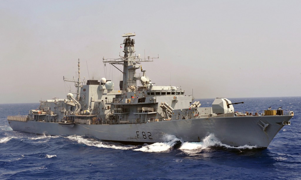 Royal Navy Type 23 frigate HMS Somerset is pictured during counter piracy operations in the Indian Ocean.