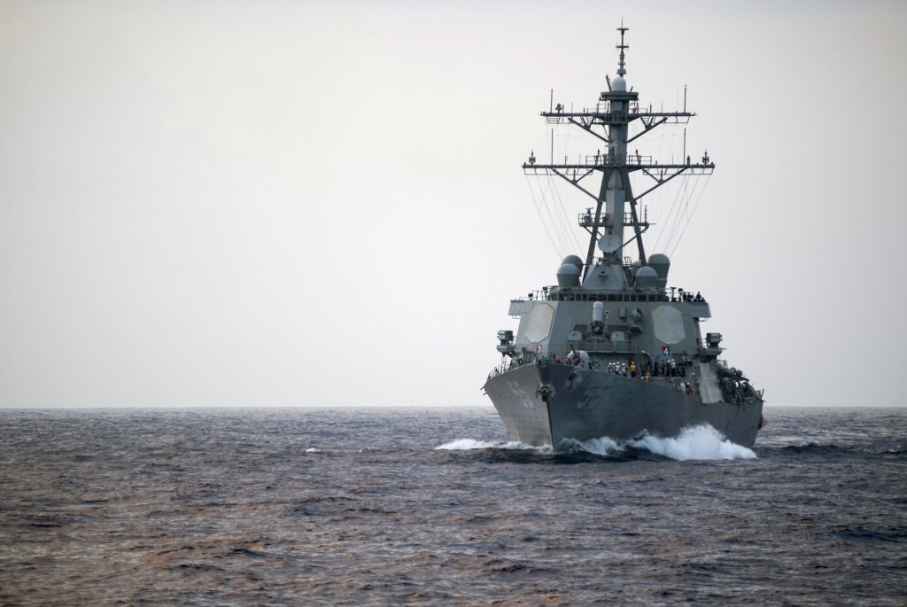 The Arleigh Burke-class guided-missile destroyer USS Stout (DDG 55) transits the Mediterranean Sea. Stout is on a scheduled deployment supporting U.S. 6th Fleet operations. (U.S. Navy photo by Mass Communication Specialist 1st Class Christopher B. Stoltz/Released)