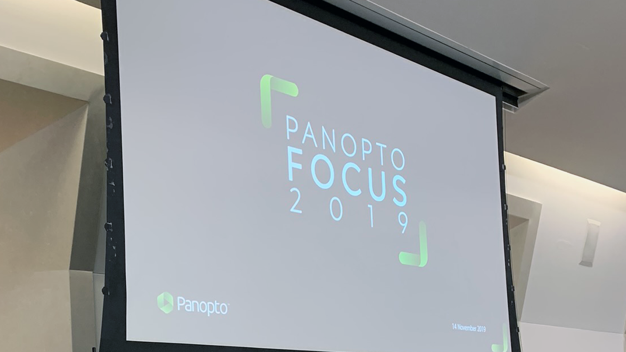 Panopto Focus 2019 being projected on a screen