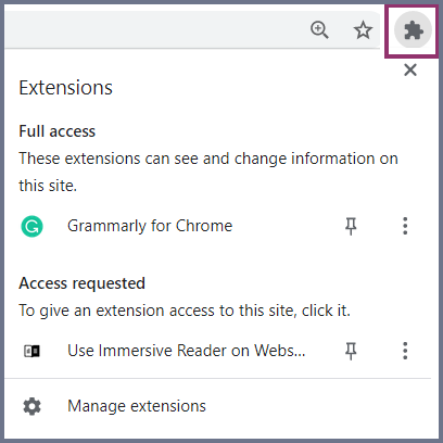 Screenshot of extension icon on chrome, highlighted.